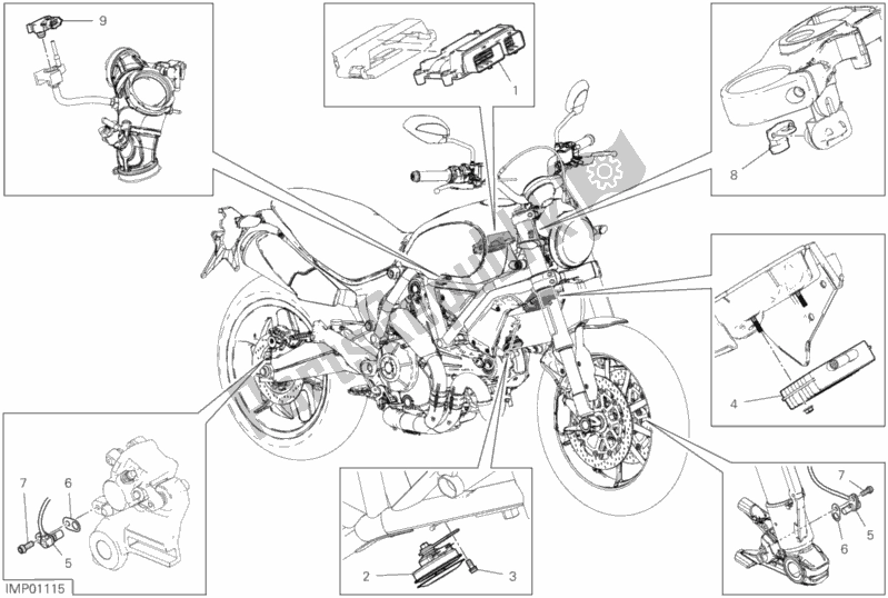 Tutte le parti per il 13d - Dispositivi Elettrici del Ducati Scrambler 1100 Special USA 2018